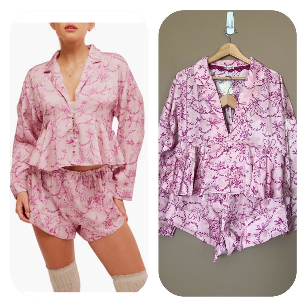{Free People Intimately} Beauty Sleep Pajama Set with Long Sleeve Top & Shorts